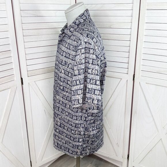 Tori Richard Tropical Print Cotton Lawn Button Up Camp Hawaiian Shirt Blue Large - Picture 2 of 11